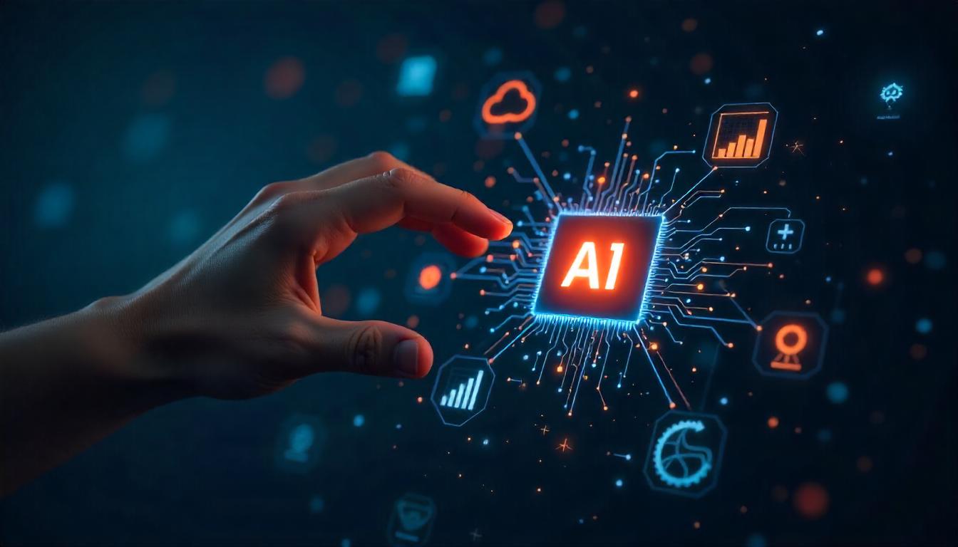 A hand interacting with AI