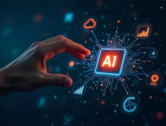 A hand interacting with AI