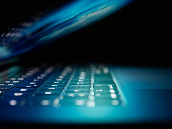close up image of an open laptop