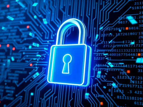 A glowing locked padlock against a background of abstract circuits