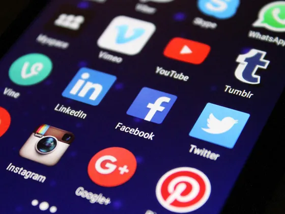 A smartphone screen showing social media icons.